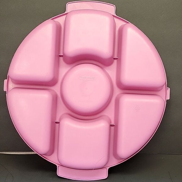 VTG Rubbermaid Servin Saver 12" Round Vegetable Fruit Dip Tray 0259 Pink Rose - Picture 3 of 8